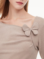 Asymmetric Bow Ruched Knit Top And Skirt Two-Piece Set GOELIA