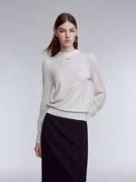 [Preview] Wool Blend Mock Neck Women Sweater With Detachable Necklace GOELIA