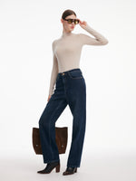 [Preview] 100% Wool Seamless Mock Neck Women Knit Top GOELIA