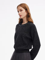 Sequins Beaded Round Neck Women Sweater GOELIA