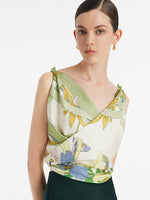 Iris Printed 90 Square Pure 14 Momme Mulberry Silk Scarf GOELIA
