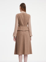 [Preview] Washable Cashmere Wool Blend Dress And Knit Top Belted Two-Piece Set GOELIA