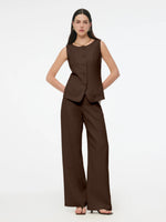 100% Linen Vest And Pants Two-Piece Set GOELIA