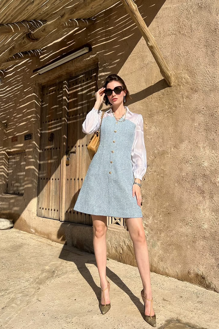 winter office patchwork dress Autumn Winter Elegant Knitted Patchwork Contrast Color Pleated Dress Women  Long Sleeve Office Lady Sweater Dress With Belt