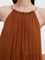 Tencel Acetate Blend Women Halter Maxi Dress GOELIA