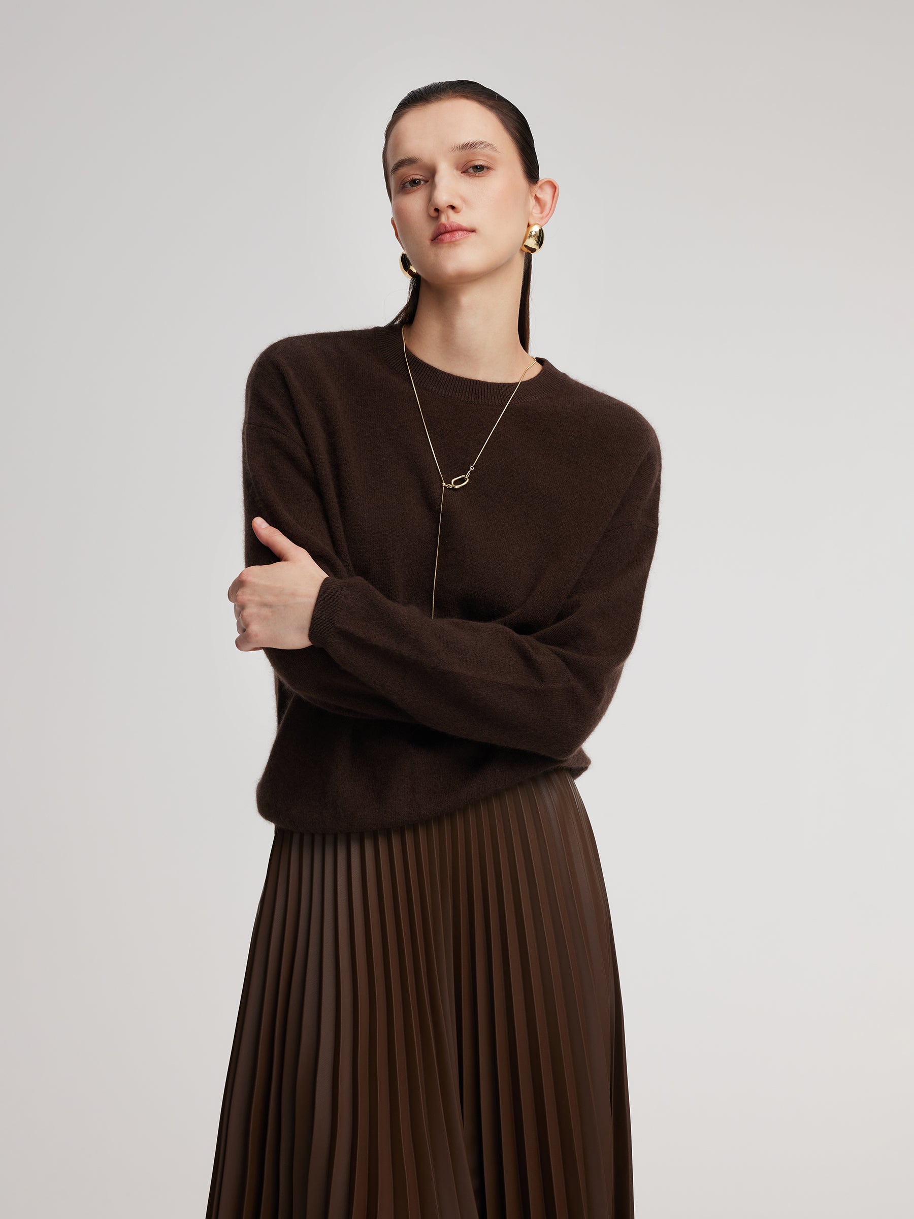 [Preview] 100% Brushed Wool Crew Neck Women Sweater GOELIA