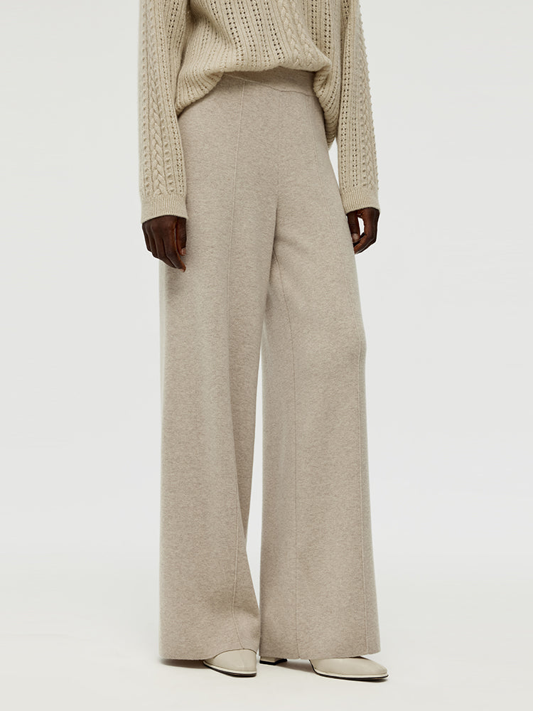 Petite Machine Washable Wool Wide Leg Women Pants GOELIA