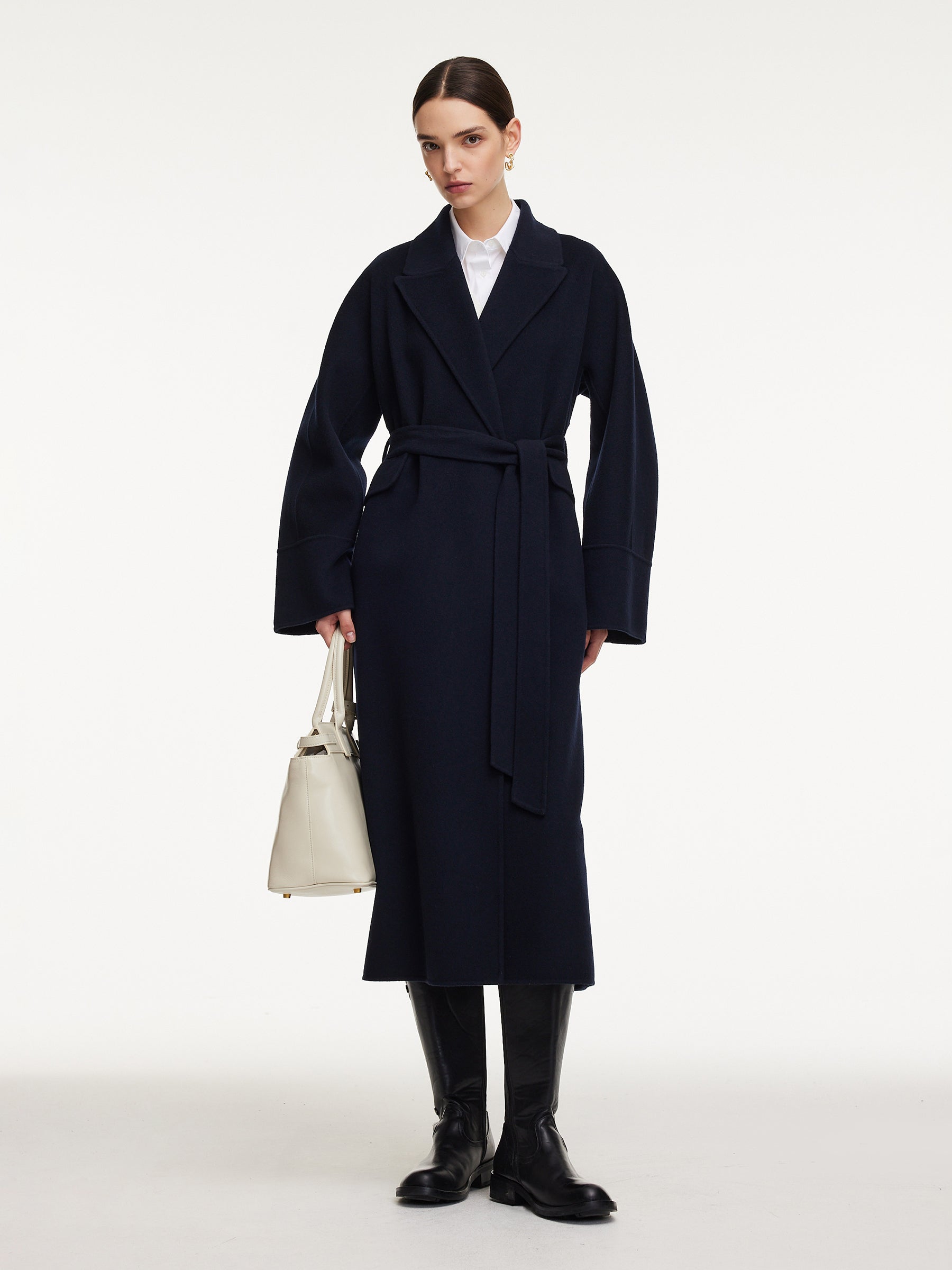 [Preview] 100% Wool Unisex Self-Tie Belt Overcoat GOELIA