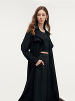 Triacetate Magnetic Button Cuffs Women Trench Coat With Belt GOELIA