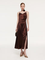 100% Acetate Women Strap Maxi Dress With Floral Choker And Eye Mask GOELIA