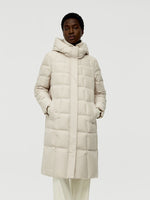 Patchwork Hooded Long Goose Down Coat GOELIA