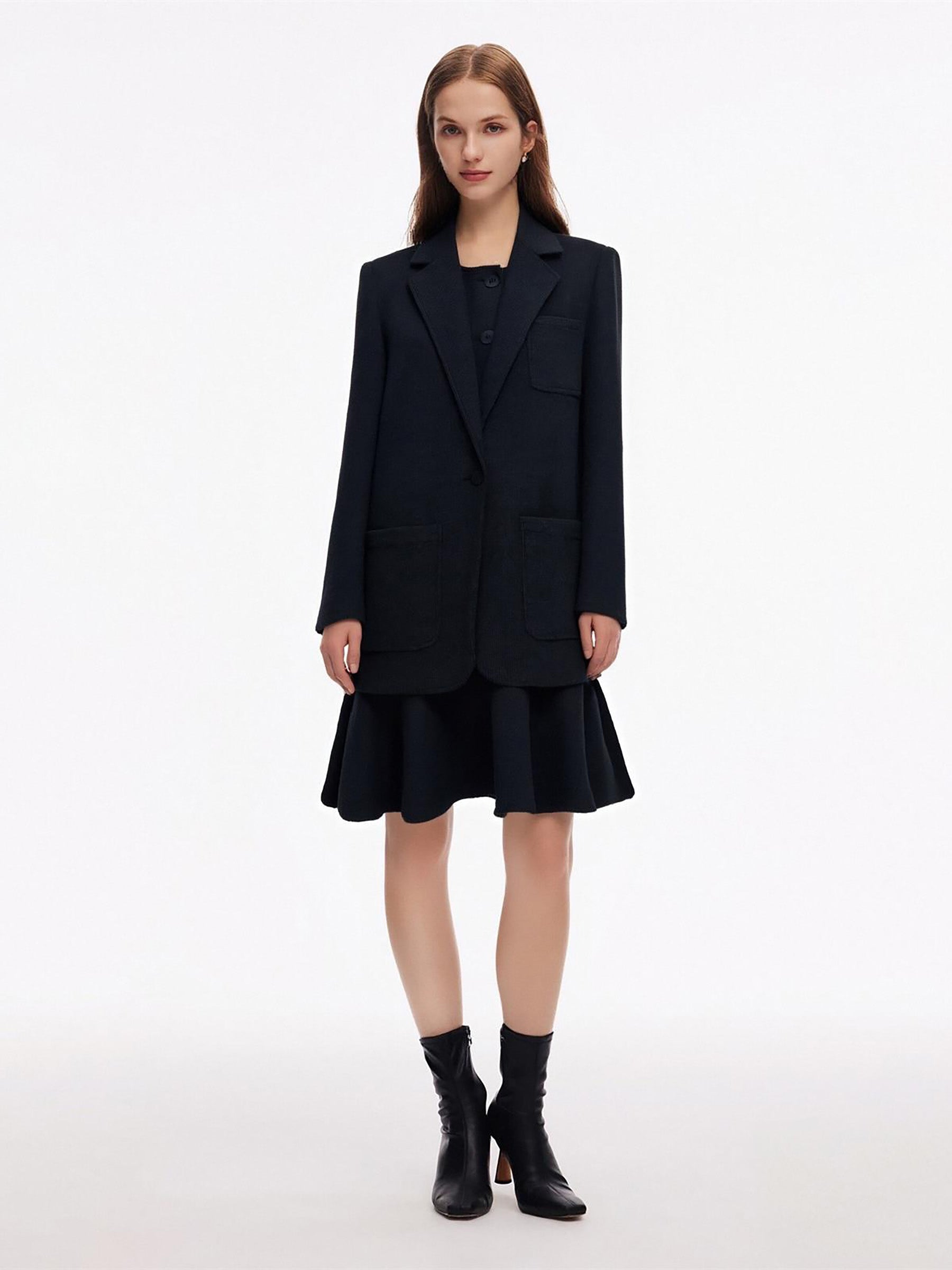 [Preview] Knit Blazer And Dress Two-Piece Set GOELIA