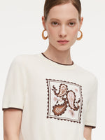Lyocell Blend Contrast Trim Women Knit Top GOELIA