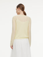 Alpaca Wool Lyocell Blend Women Lightweight Open-Knit Cardigan GOELIA