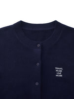 100% Wool Letter Embroidered Women Cardigan GOELIA