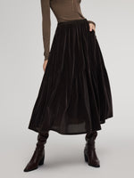 Velvet A-Line Elastic Waist Women Skirt GOELIA