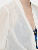 10MM Mulberry Silk 3/4 Sleeve Women Front Knot Shirt GOELIA