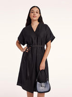 Xiang Yun Silk V-Neck Midi Dress GOELIA