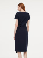 Stripe Scarf Neck Women Slit Knit Midi Dress GOELIA