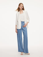 [Preview] 100% Lyocell Denim Women Straight Leg Jeans With Belt GOELIA