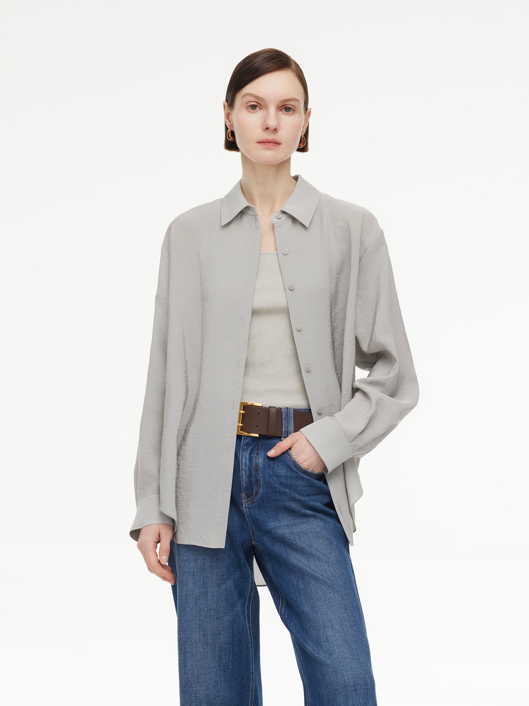 [Preview] Triacetate Blend Women Oversized Shirt GOELIA
