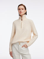 Wool Blend Half-Zip Women Sweater GOELIA