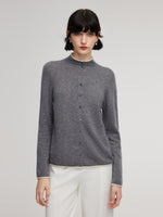 100% Cashmere Seamless Contrast Trim Women Cardigan GOELIA