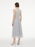 [Preview] Elastic Waist A-Line Pleated Women Mesh Skirt GOELIA