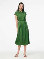 22MM Mulberry Silk Stretch Women Maxi Shirt Dress With Belt GOELIA