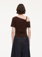 Tencel Blend Stretch One-Shoulder Women Knit Top GOELIA