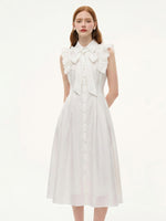 Lyocell Blend Ruffle Women Maxi Dress With Ribbon And 100% Cotton Lining GOELIA