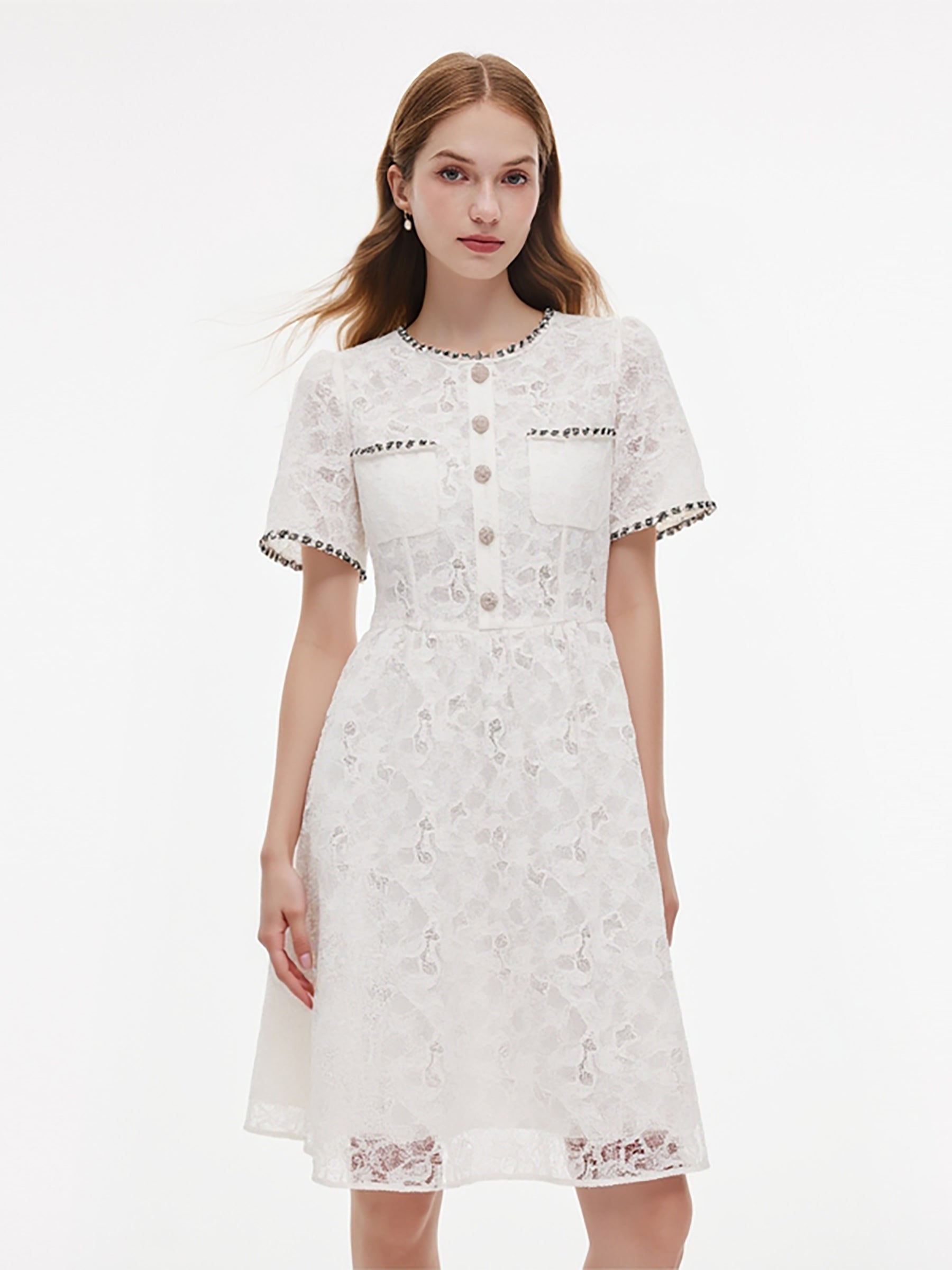 Lace Embroidered Women Mini Dress GOELIA
