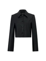 Eco-Friendly Leather Lapel Women Crop Jacket GOELIA