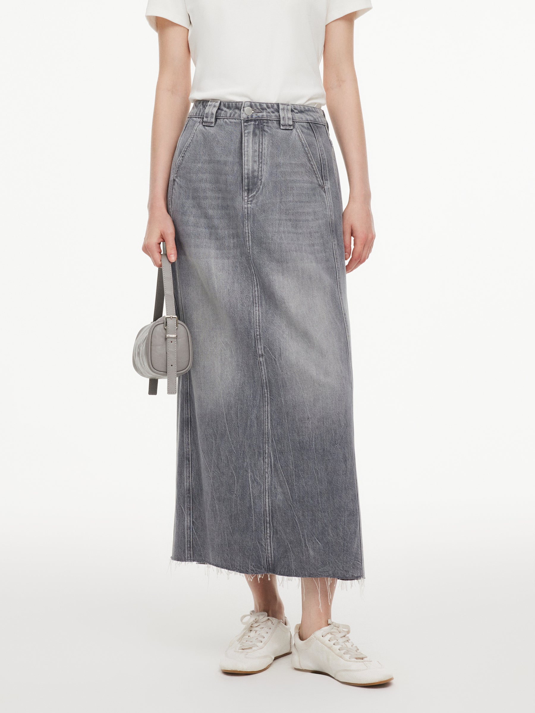 [Preview] Lyocell Cotton Blend Denim Women Column Skirt GOELIA
