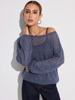 Cashmere Mulberry Silk Blend Boat Neck Women Knit Top GOELIA
