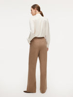 Washable Wool Cashmere Blend Straight Leg Women Pants GOELIA