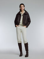 [Preview] Coated Goose Down Jacket With Detachable Shearling Collar GOELIA