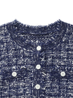 Wool Cotton Blend Frayed Trim Women Cardigan GOELIA
