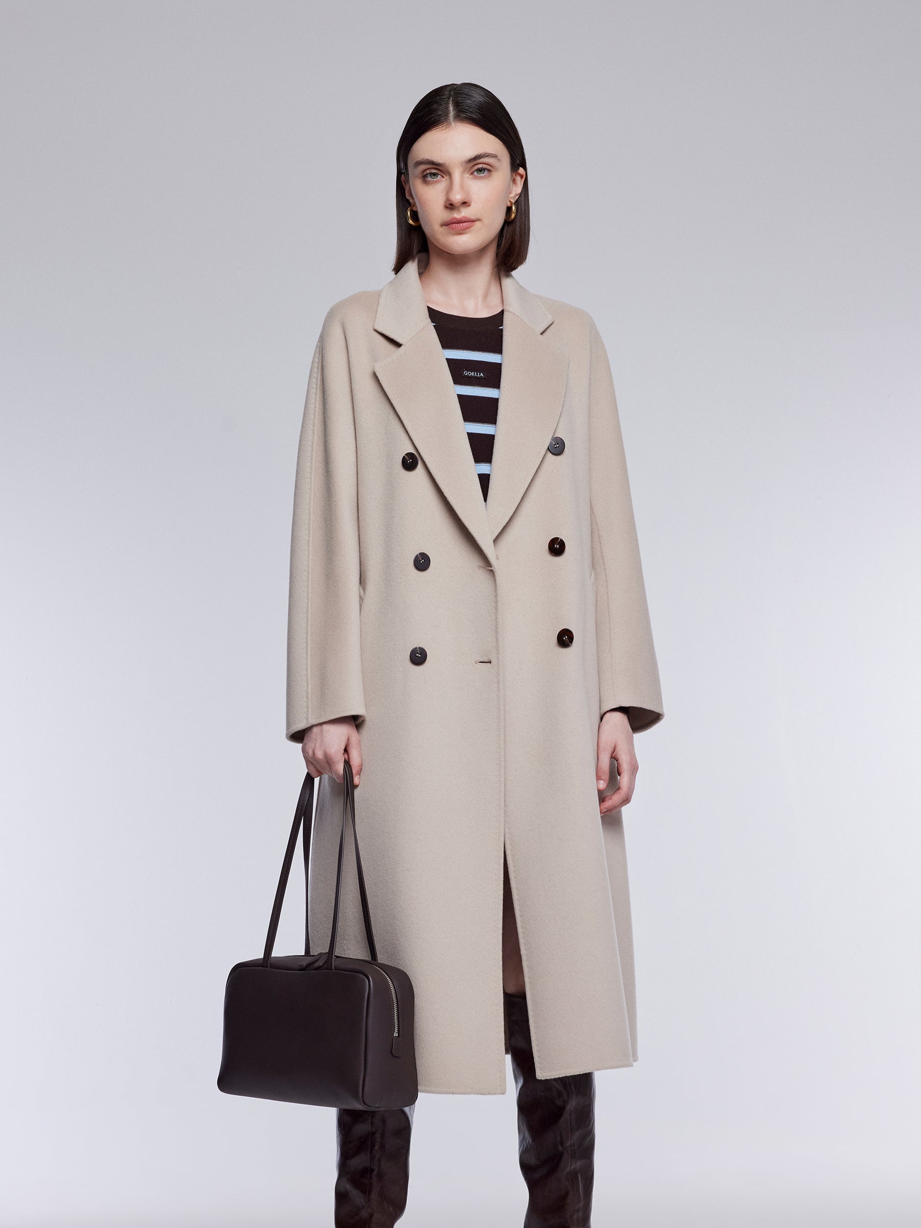 Wool Cashmere Double-Faced Women Wrap Overcoat GOELIA