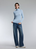 [Preview] 100% Wool Turtleneck Women Seamless Knit Top GOELIA