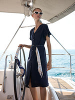 Triacetate Dress With Belt And Silk Scarf GOELIA