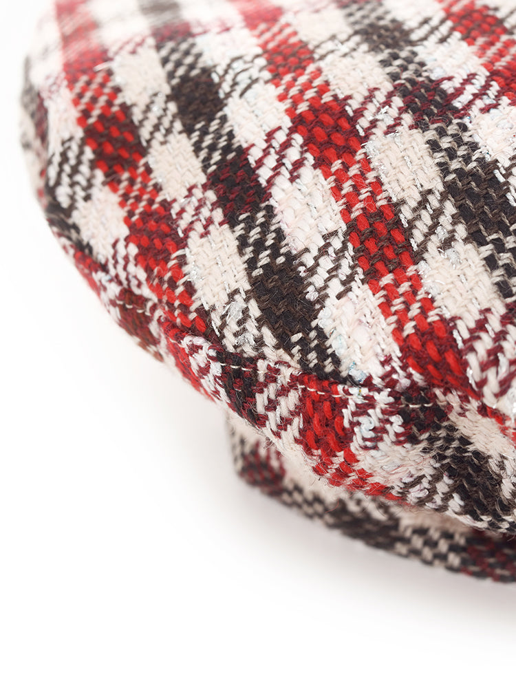 Red And White Plaid Beret – GOELIA