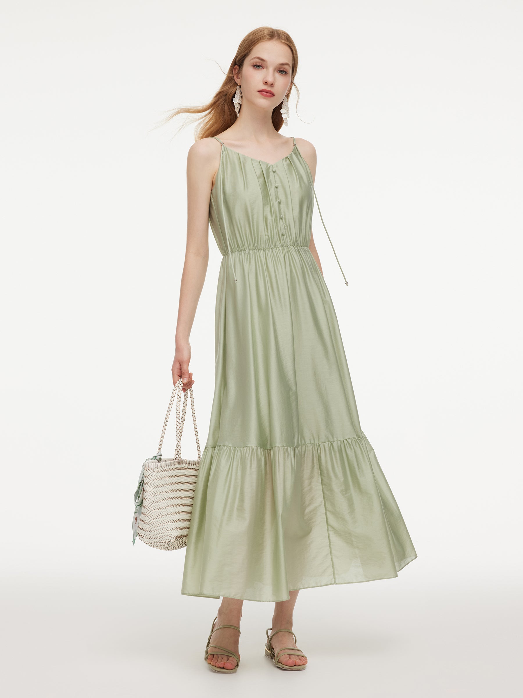 Tencel Blend Women Strap Maxi Dress GOELIA