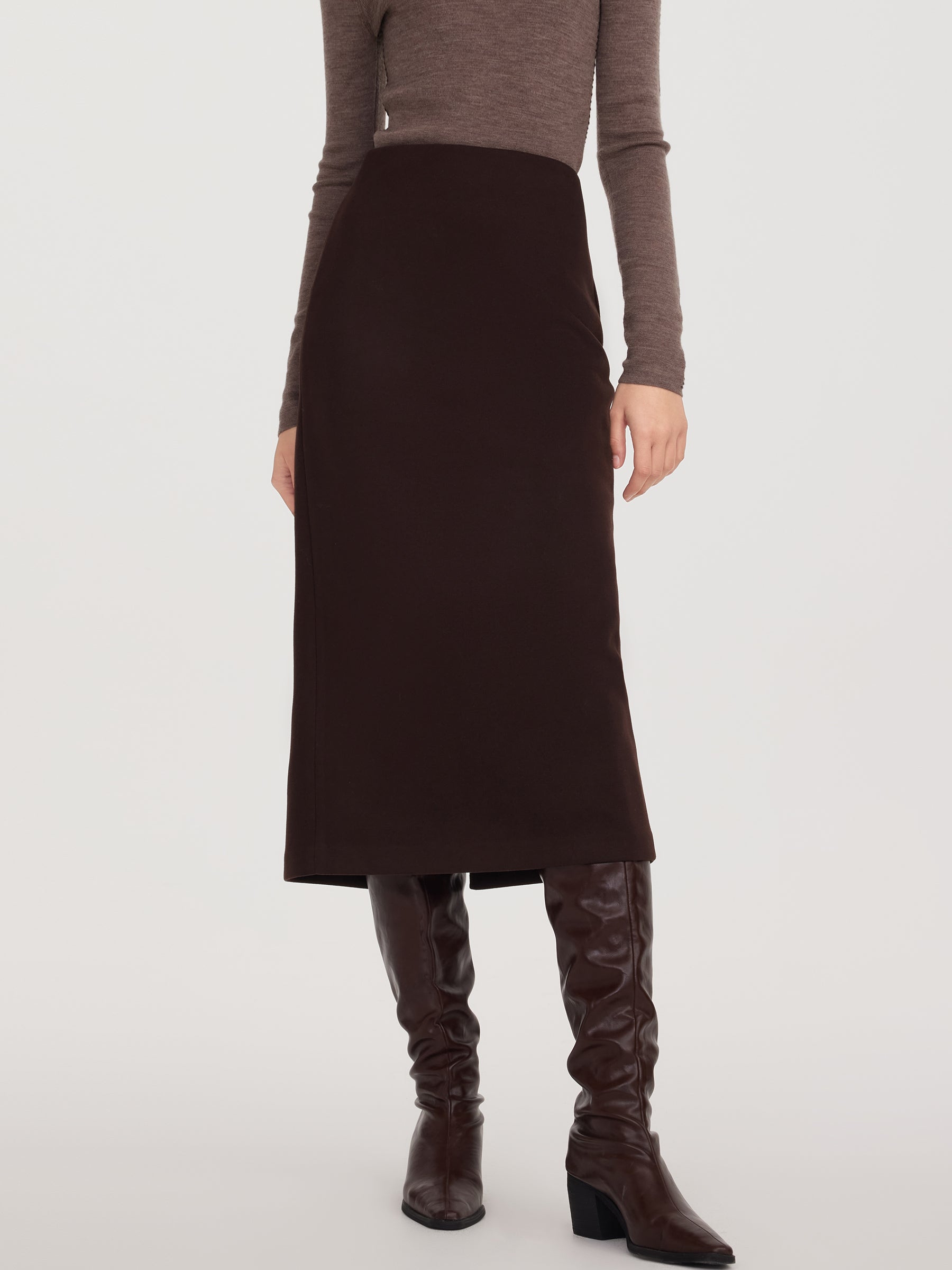 Back Slit Column Women Knit Skirt GOELIA