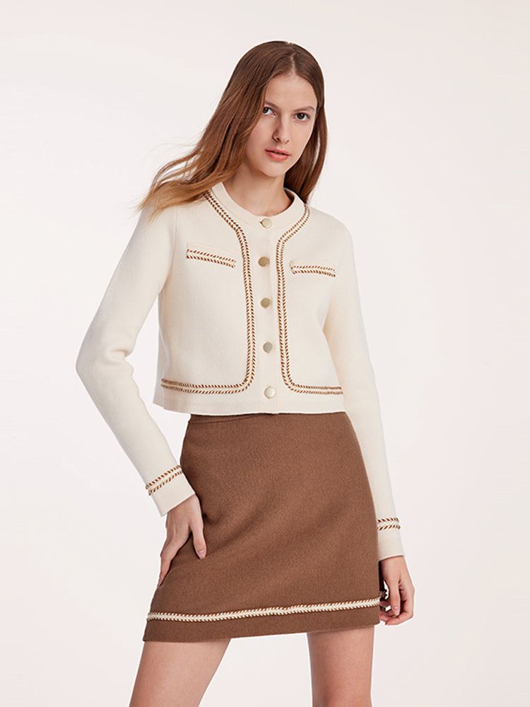 Knitted Crop Jacket And Skirt Two-Piece Suit GOELIA