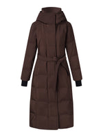 Quilted Hooded Goose Down Wrap Overcoat GOELIA