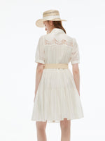 Tencel Blend Women Tiered Mini Dress With Ribbon GOELIA