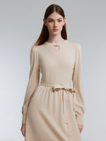 [Preview] Lyocell Wool Blend A-Line Women Belted Maxi Dress GOELIA