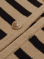 Button Up Woolen Striped Lady Cardigan GOELIA