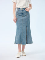 Denim Side Slit Women Eight-Panel Skirt GOELIA
